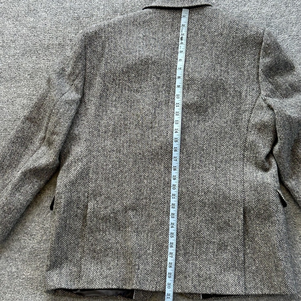 Stafford Sport Coat Mens 48R Gray Harris Tweed Wool Herringbone Blazer Jacket - Picture 13 of 16